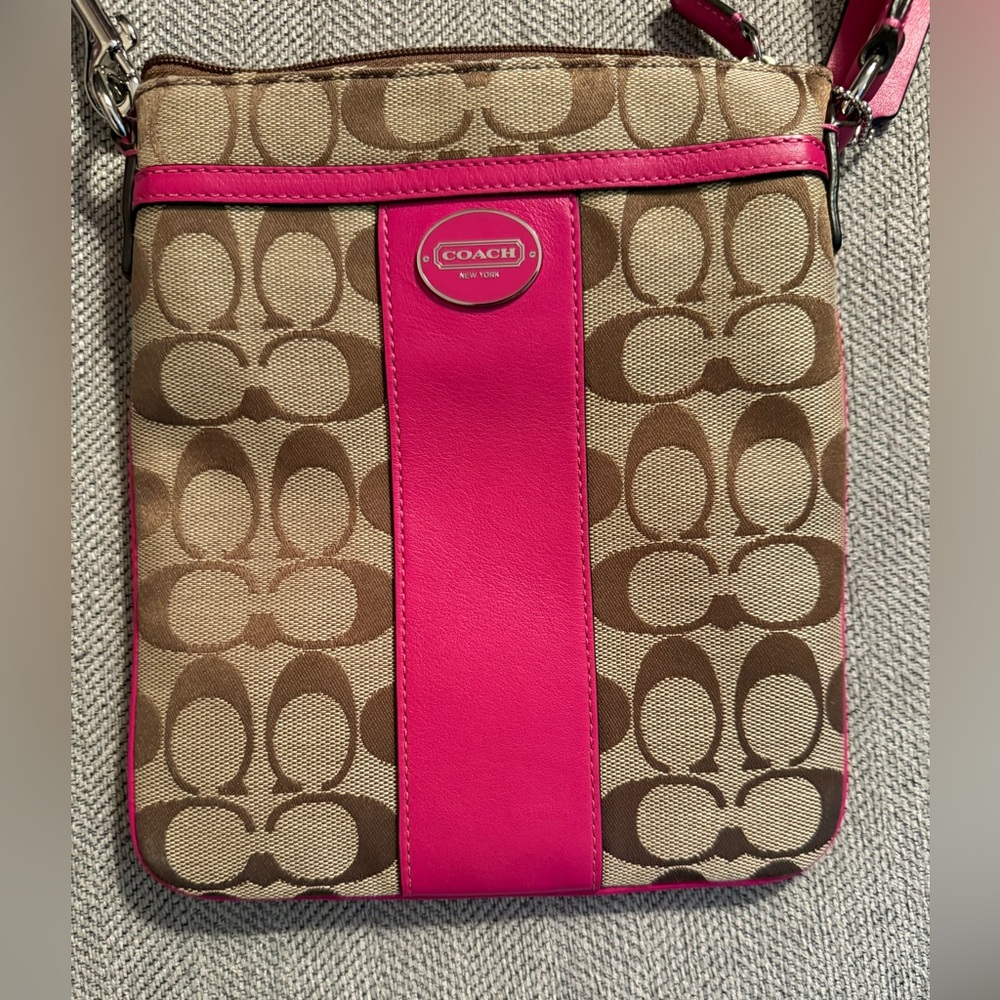 Coach Tan and Pink Crossbody Bag